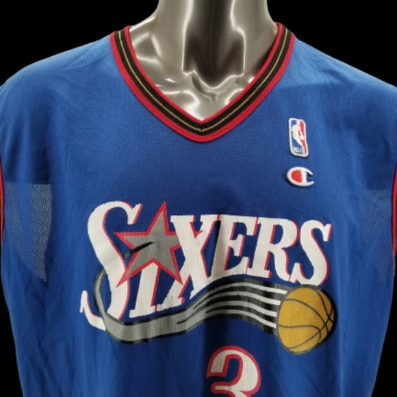 Vintage Champion Philadelphia Sixers ALLEN IVERSON NBA Basketball Jersey Men 48 - Picture 2 of 10